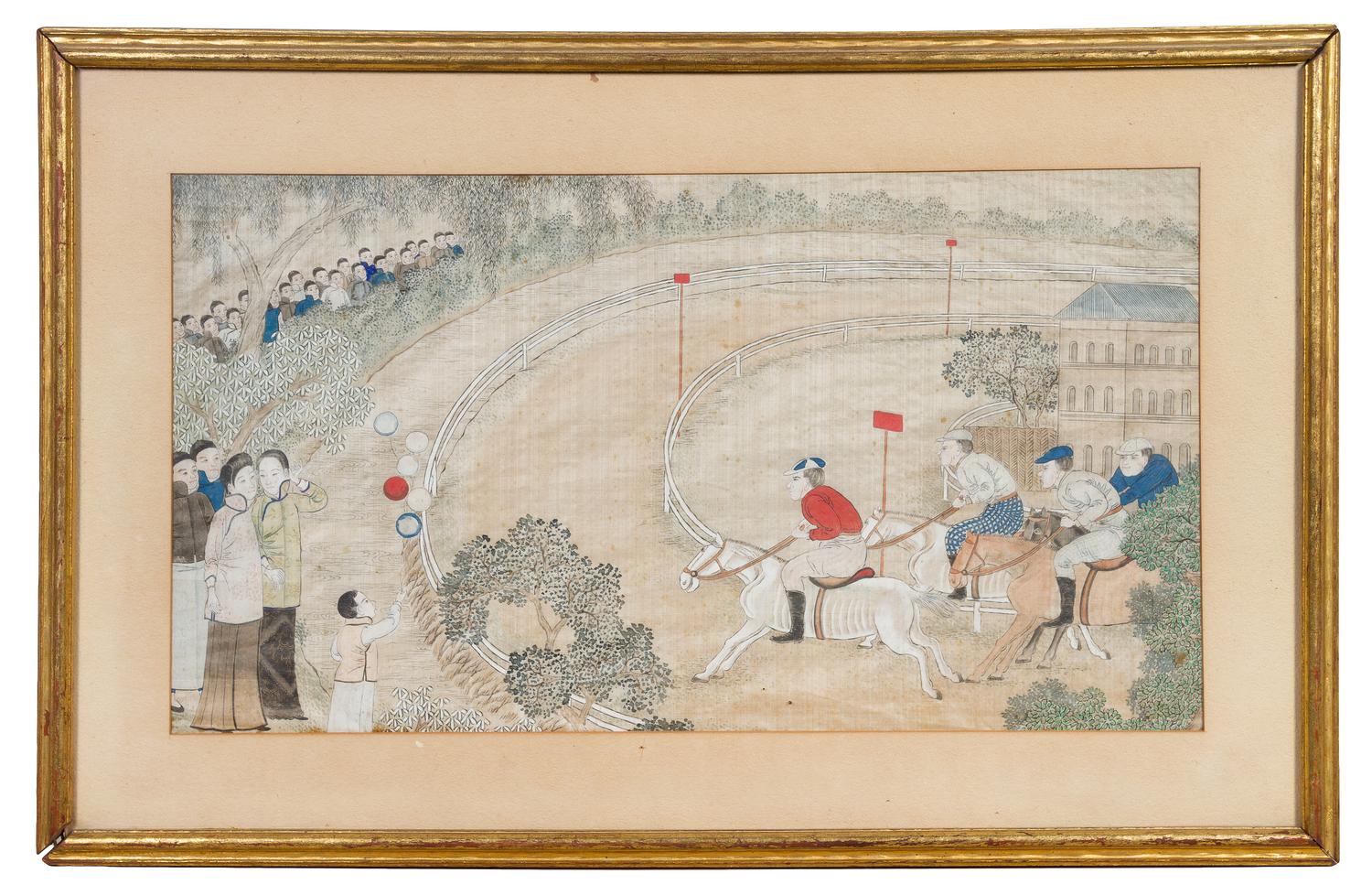 A Pair of Chinese Silk Paintings LATE QING DYNASTY 10 3/4 x 19 3/4 inches. — LATE QING DYNASTY