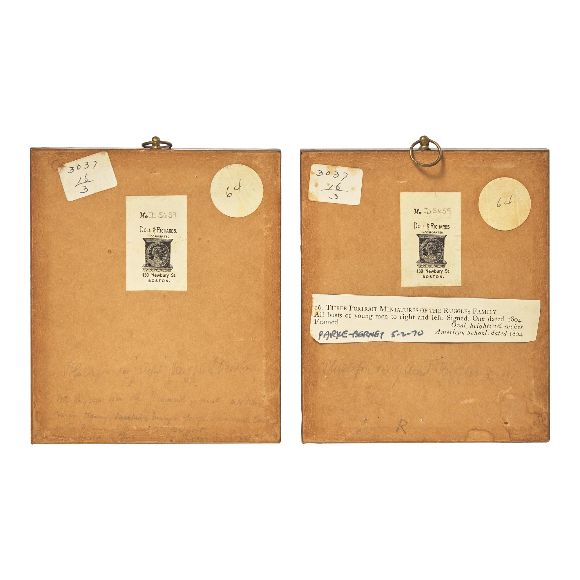 American School 19th Century, Two Silhouette Profiles Portraits of Ruggles Family Members