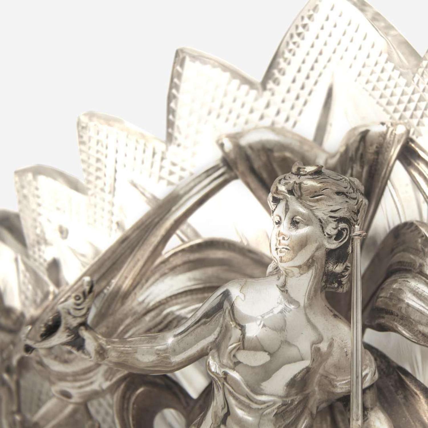 An Art Nouveau silver and cut-glass centerpiece Bearing import mark for Moscow, Russia, after 1908