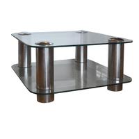 A Mid Century Modern Chrome and Glass Coffee Table 27.5" W x 27.5" D x 13.5" H — United States, Mid-20th Century
