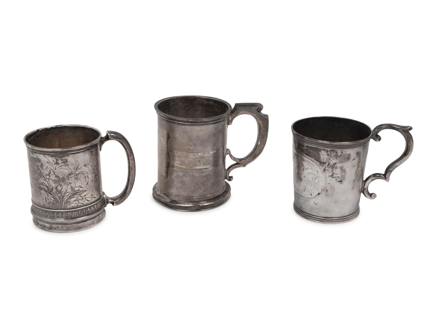 Three American Silver Mugs and Beakers