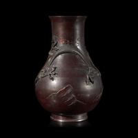 A Japanese Patinated Bronze 'Dragon' Vase, Meiji Period — 日本明治時代 盤龍銅瓶