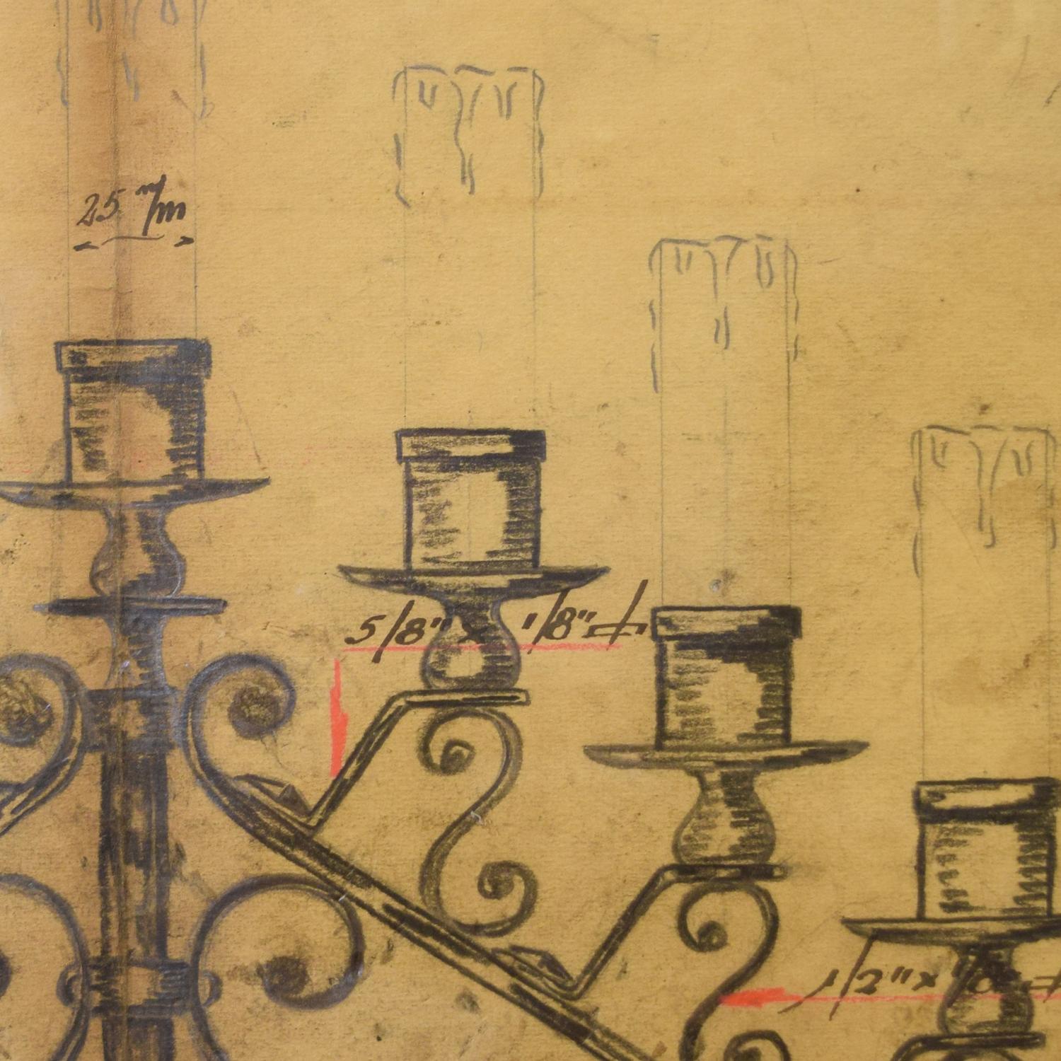 A Framed Original Working Drawing from the Estate of Jose Thenee 27.75" W x 1" D x 33" H — Argentina, Circa 1930