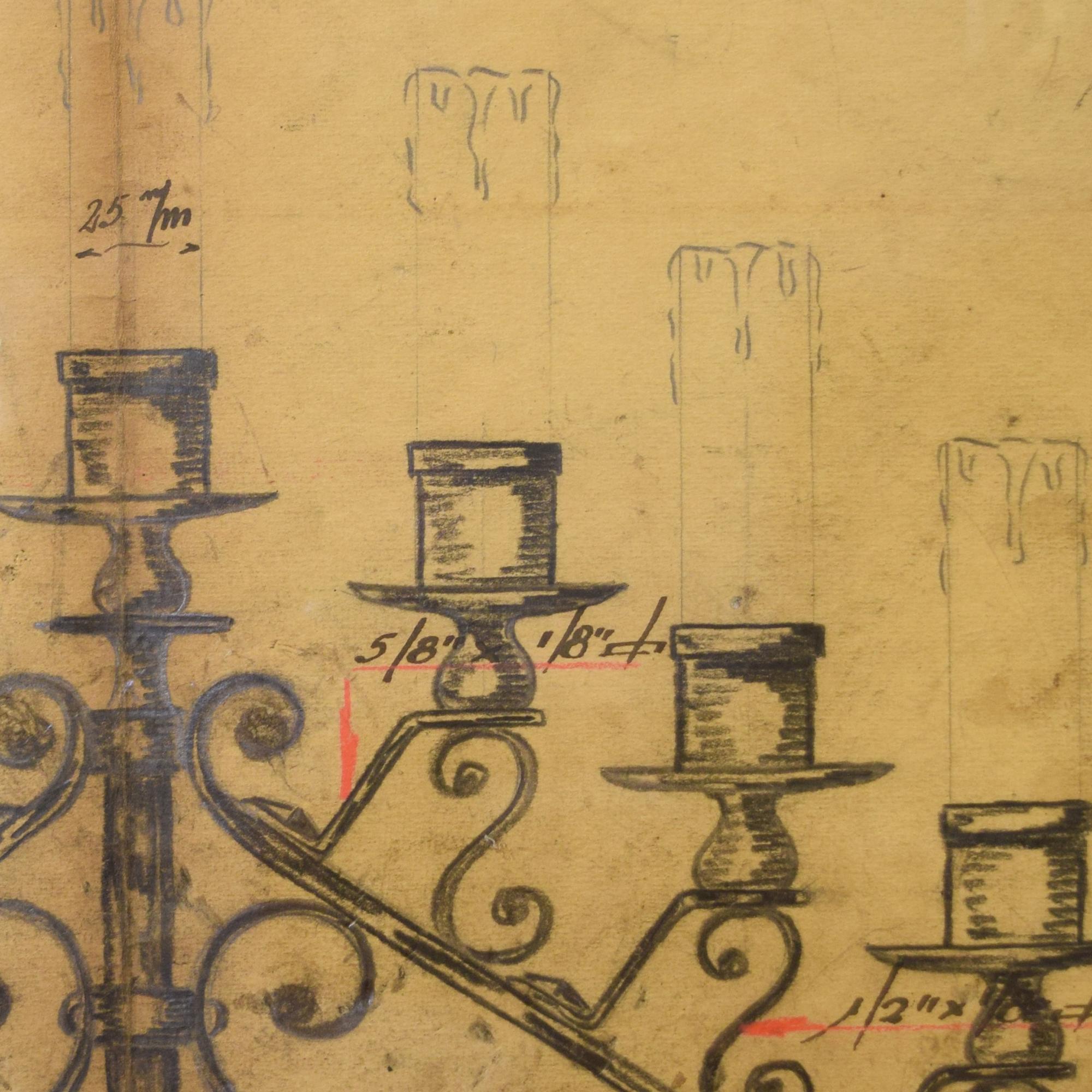 A Framed Original Working Drawing from the Estate of Jose Thenee 27.75" W x 1" D x 33" H — Argentina, Circa 1930