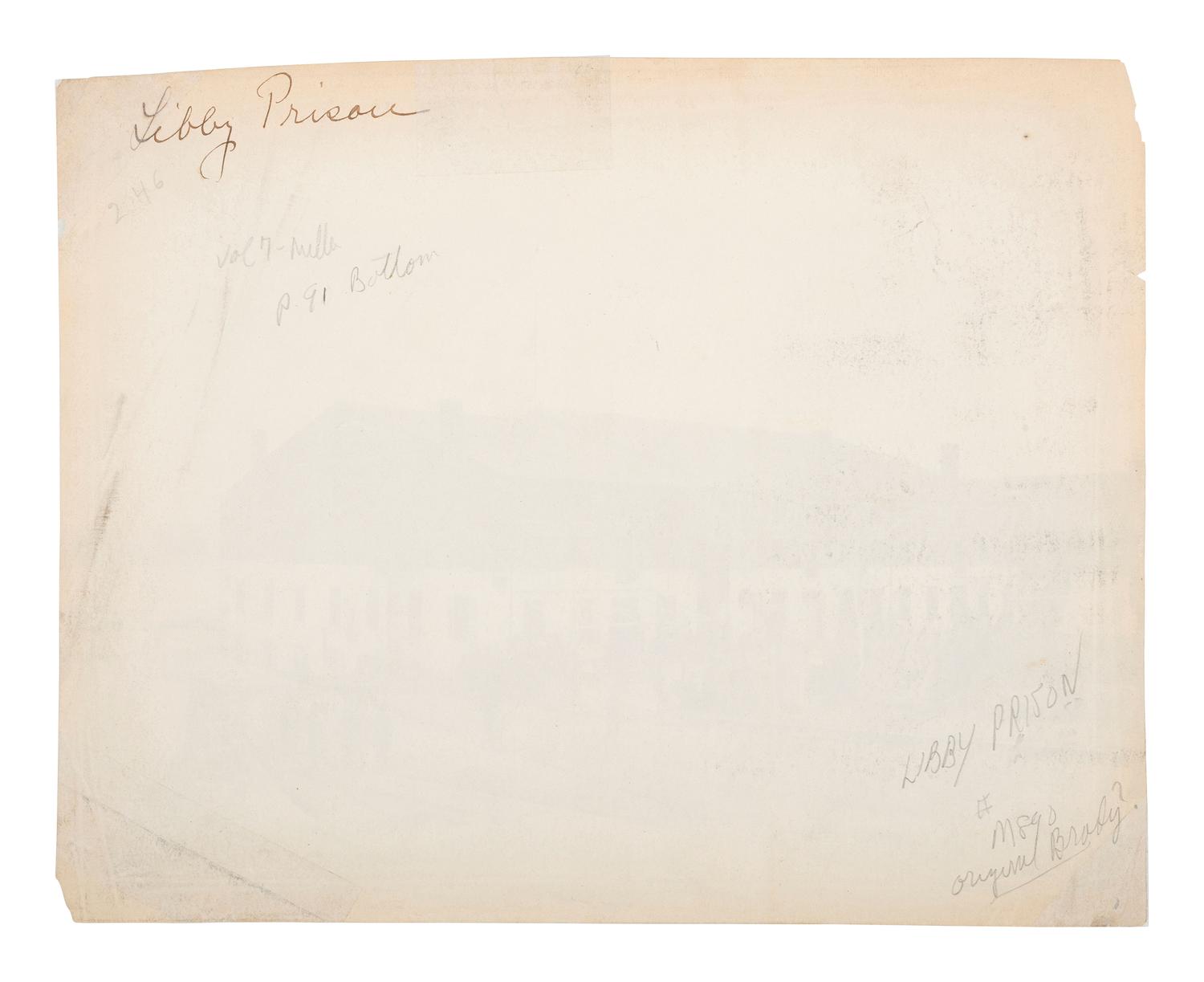 [CIVIL WAR]. [GARDNER, Alexander (1821-1882), photographer]. Libby Prison, Richmond, VA., April, 1865 . [ With: ] Libby Prison relic.