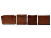 Four English Mahogany and Walnut Tea Caddies