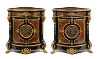 A Pair of Napoleon III Gilt Bronze Mounted Boulle Marquetry Encoignures Height 45 x width 40 x depth 29 inches. — ATTRIBUTED TO GROHE FRERES, 19TH CENTURY