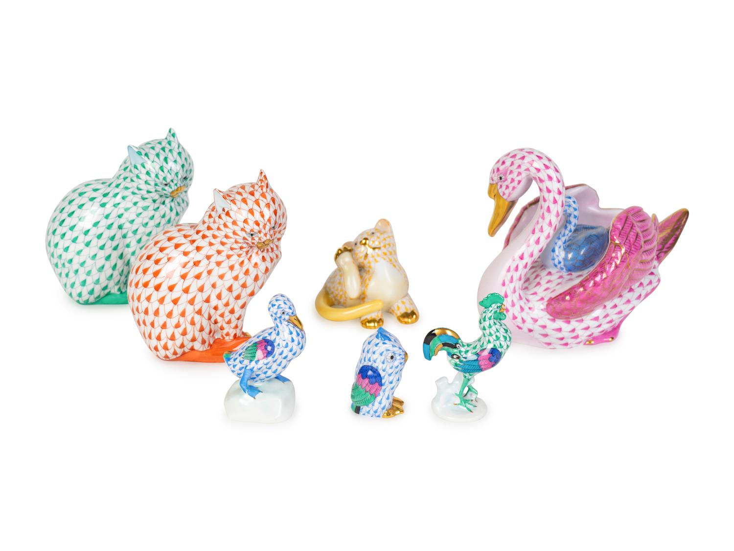 Seven Herend Porcelain Figures — 20TH CENTURY