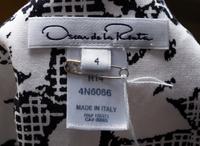 An Oscar de la Renta Black and White Cotton Print Dress, Size 4.