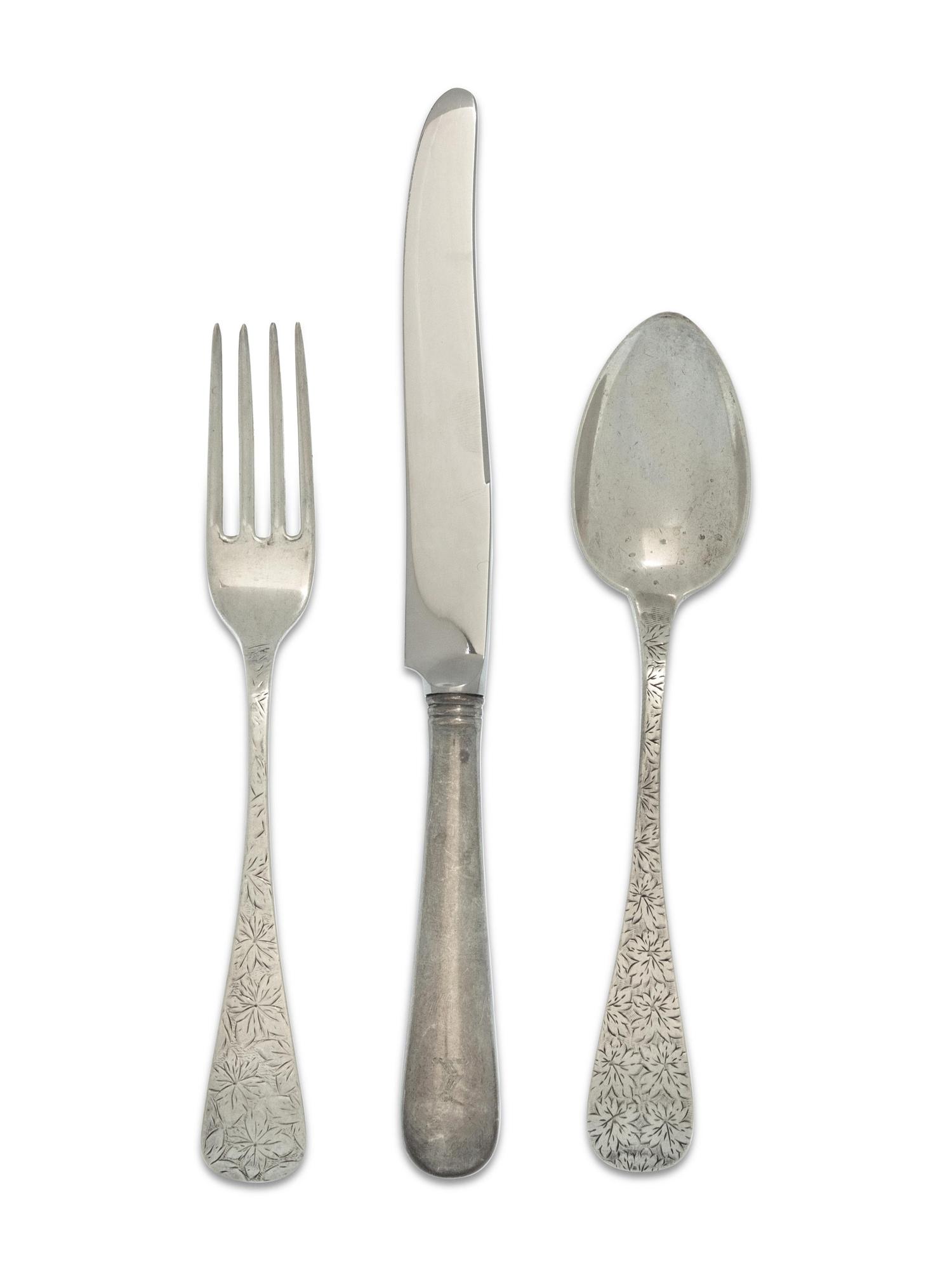 A Collection of English and American Silver Flatware Articles — Various makers, 19th Century and Later
