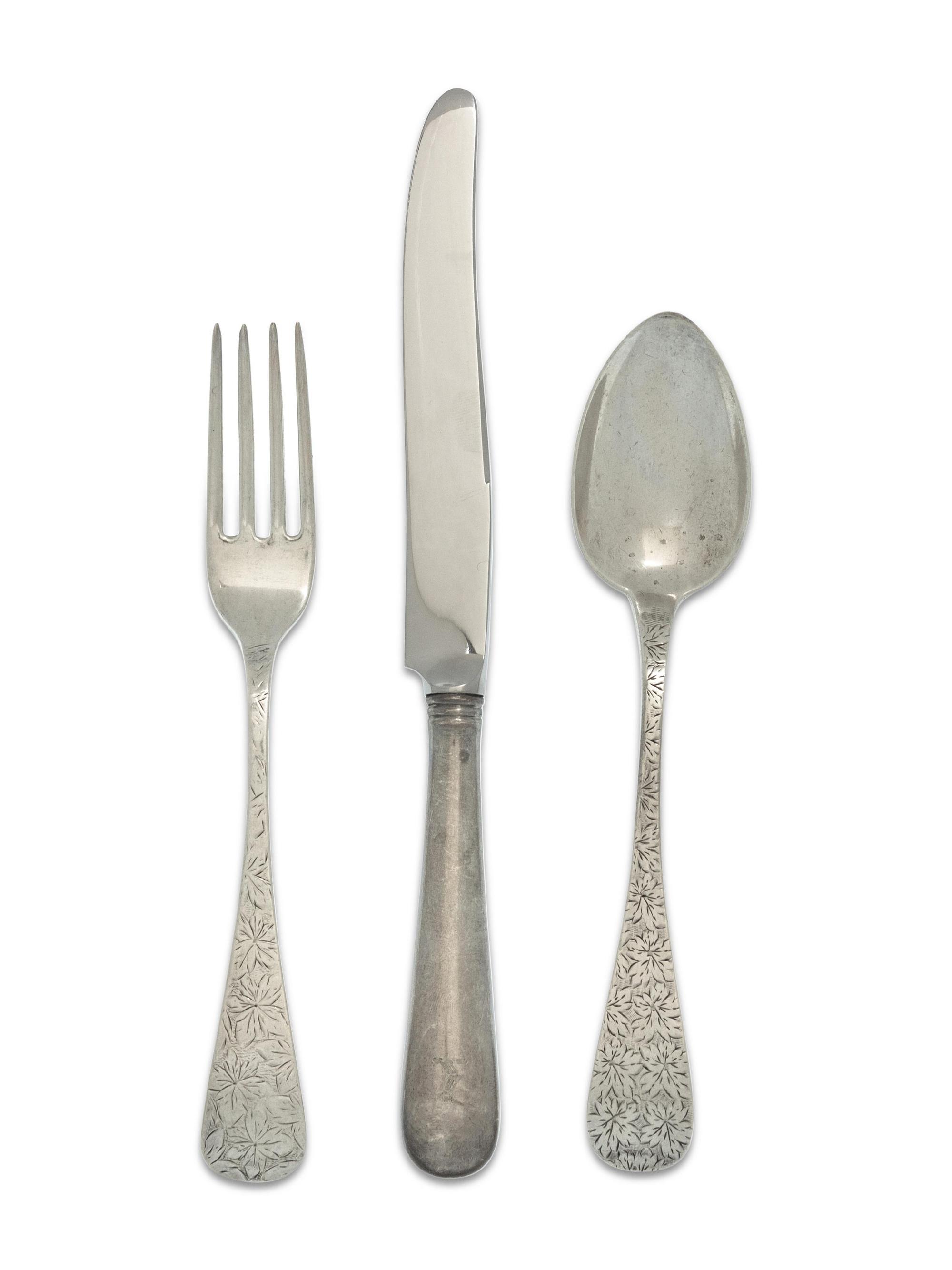 A Collection of English and American Silver Flatware Articles — Various makers, 19th Century and Later