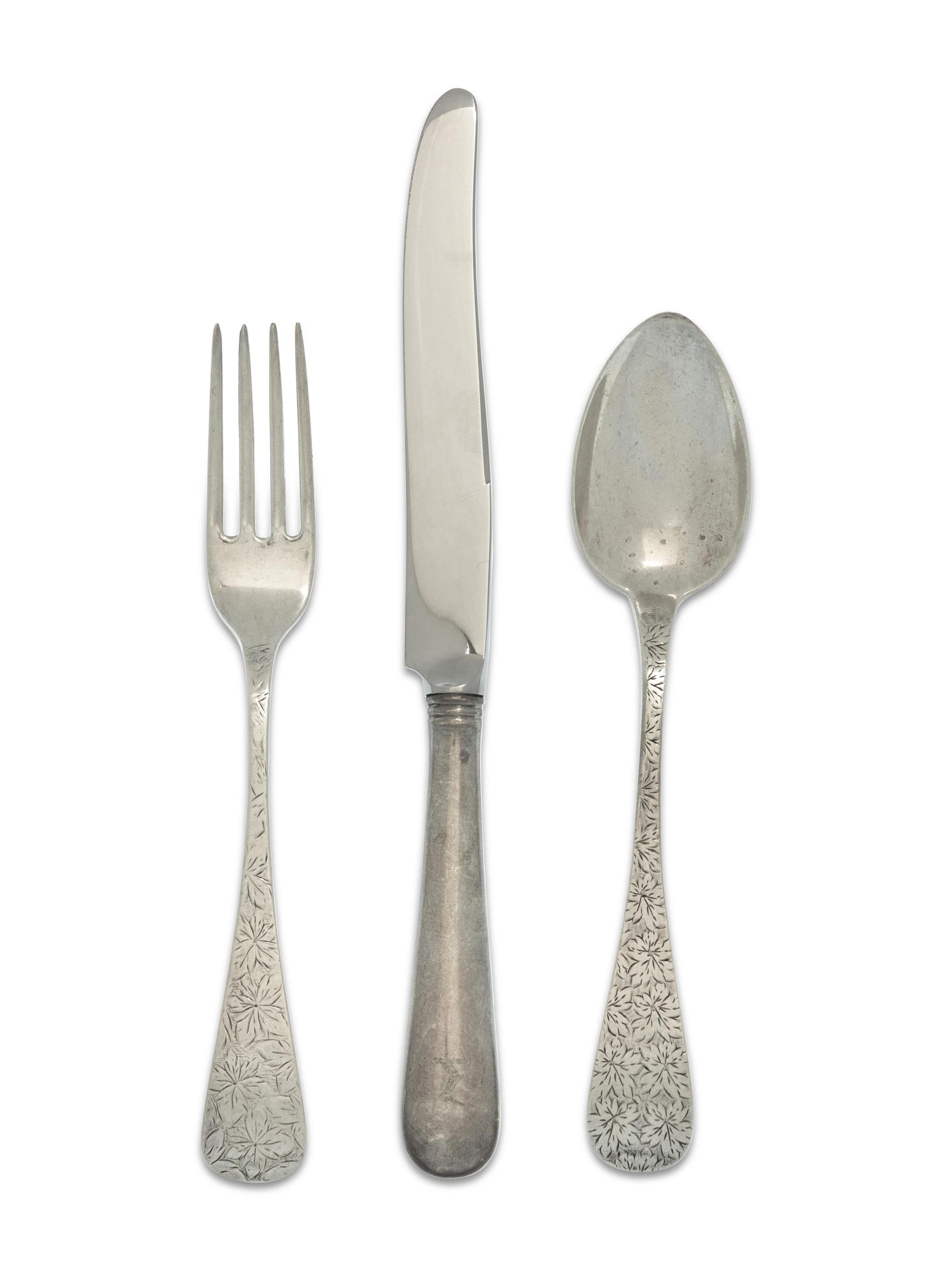 A Collection of English and American Silver Flatware Articles — Various makers, 19th Century and Later