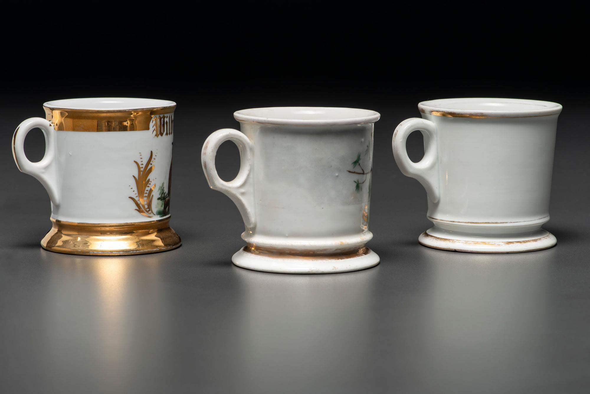 Three Fraternal Order of Owls Porcelain Shaving Mugs