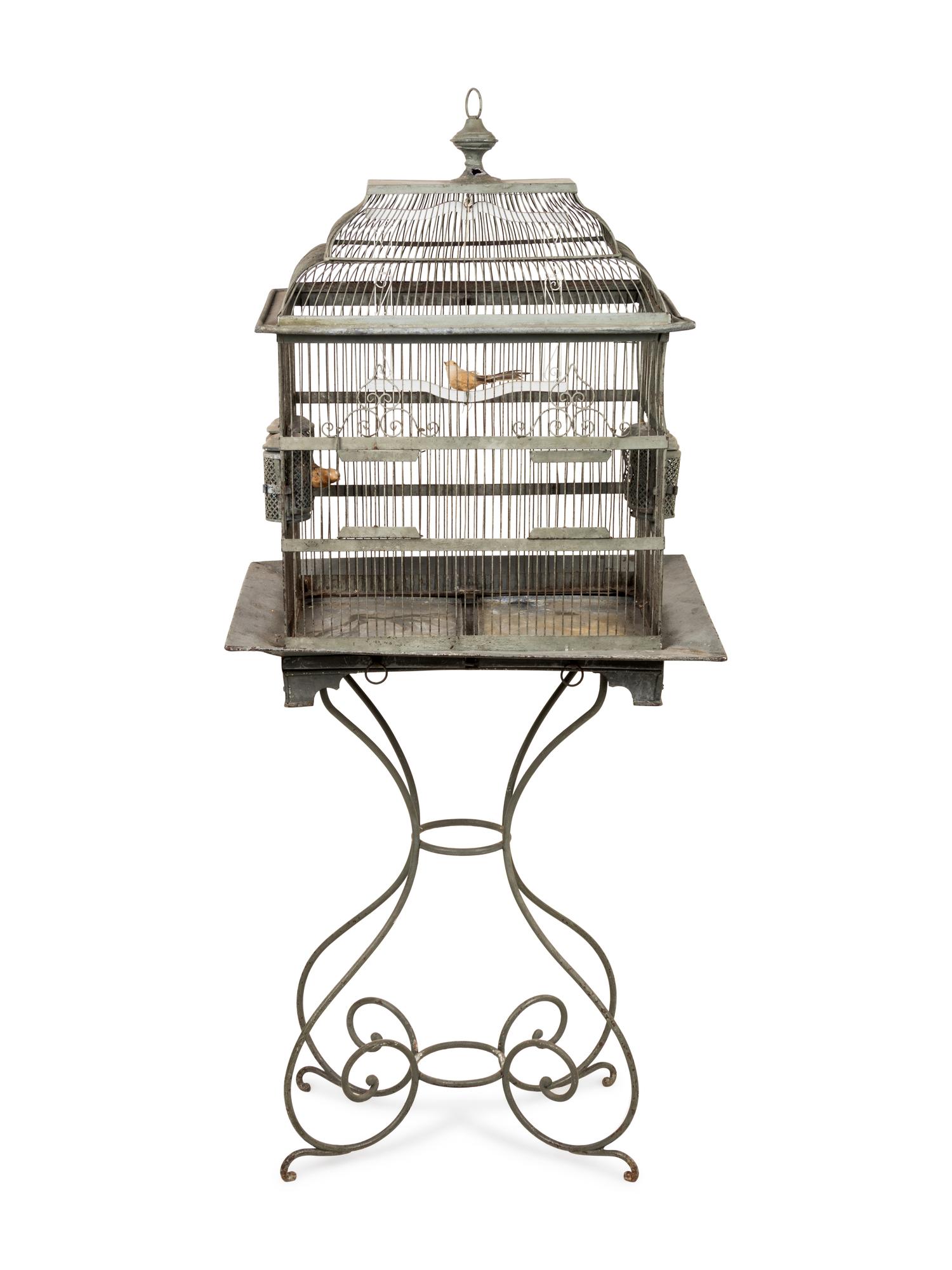 An Enameled Metal Birdcage