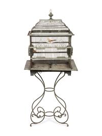 An Enameled Metal Birdcage