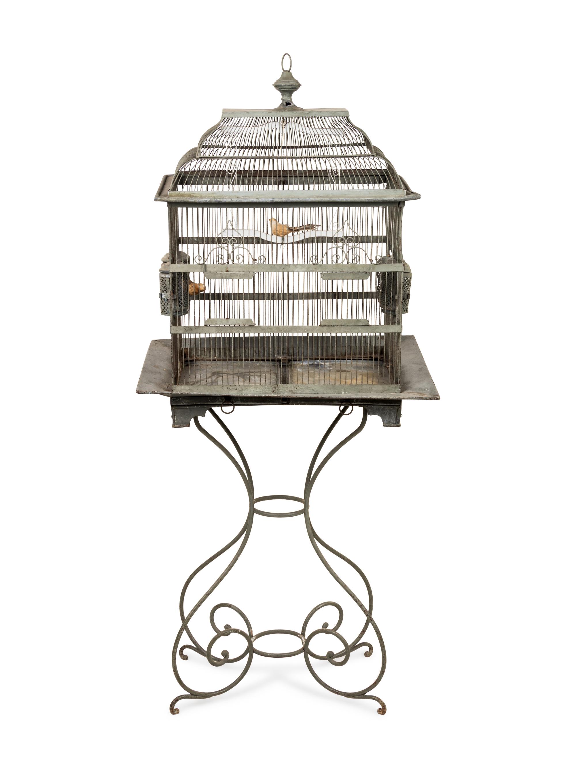 An Enameled Metal Birdcage
