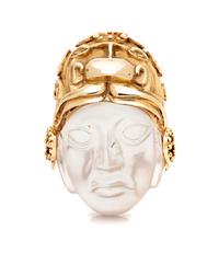A Yellow Gold and Rock Crystal Mesoamerican Motif Pendant,