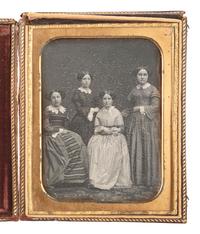 [EARLY PHOTOGRAPHY]. A pair of half plate daguerreotypes featuring groups of women, incl. a portrait of a large female class and a smaller group portrait by MEAD BROTHERS, NY.