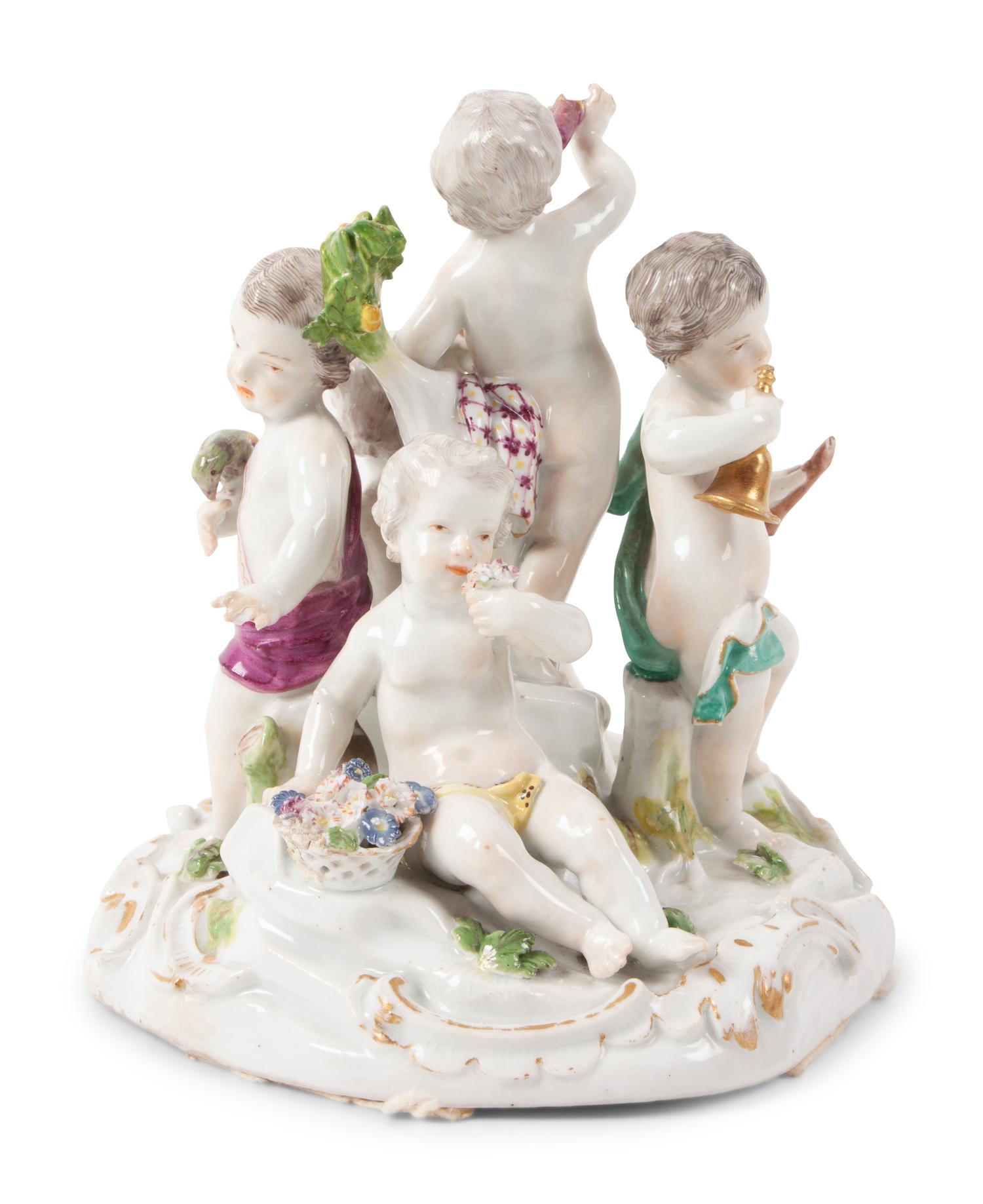 A Meissen Porcelain Allegorical Group of Five Senses