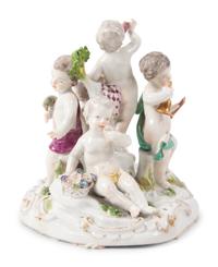 A Meissen Porcelain Allegorical Group of Five Senses