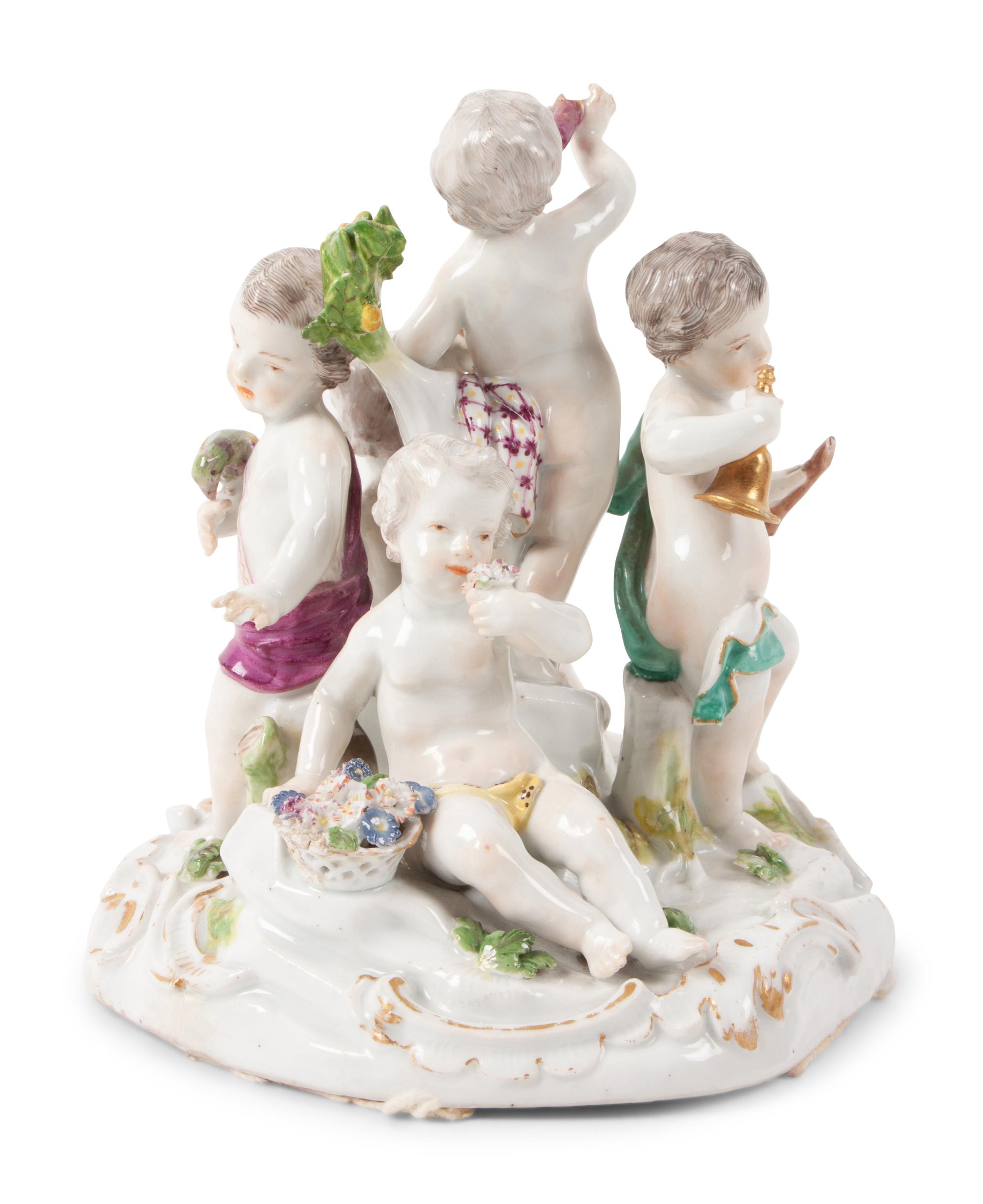 A Meissen Porcelain Allegorical Group of Five Senses