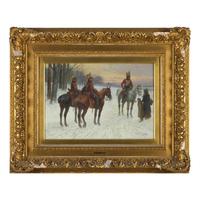 Jan van Chelminski (Polish, 1851-1925) — Horsemen in Winter