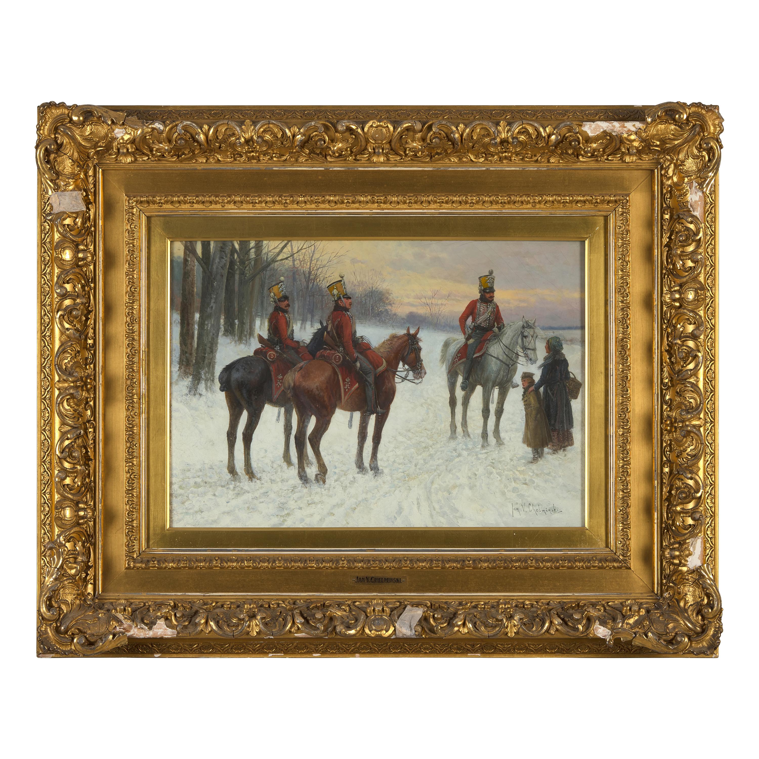Jan van Chelminski (Polish, 1851-1925) — Horsemen in Winter