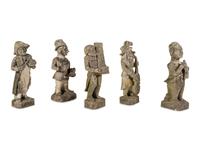 Five French Limestone Garden Figures of Musicians