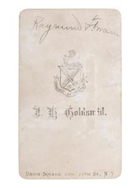 [EARLY PHOTOGRAPHY]. GURNEY, Jeremiah (1812-1895), photographer. CDV of Mark Twain and John T. Raymond. New York: J.H. Goldsmid, n.d.