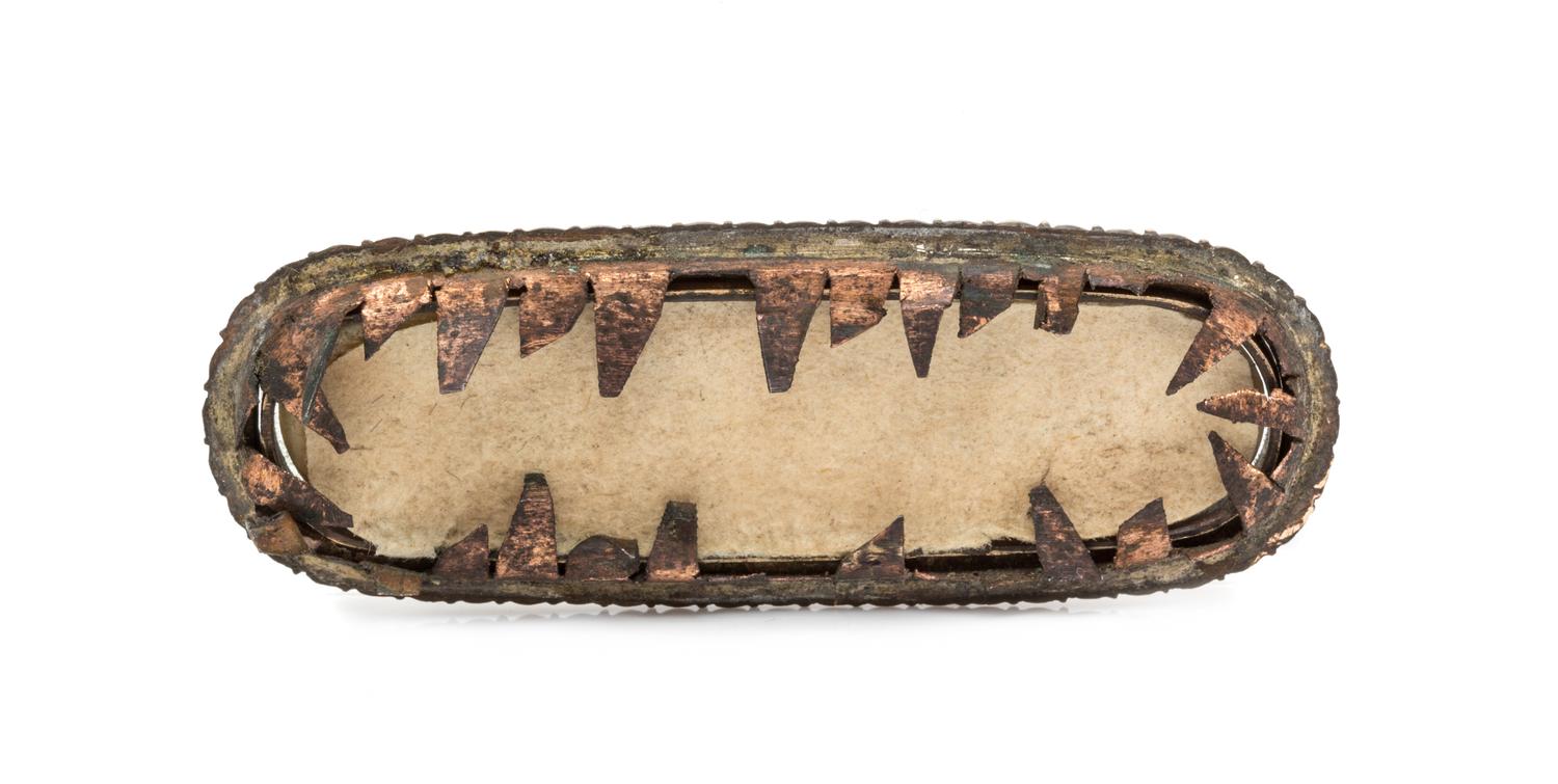 A Georgian Yellow Gold and Seed Pearl Double Lover's Eye Plaque, 3.70 dwts.