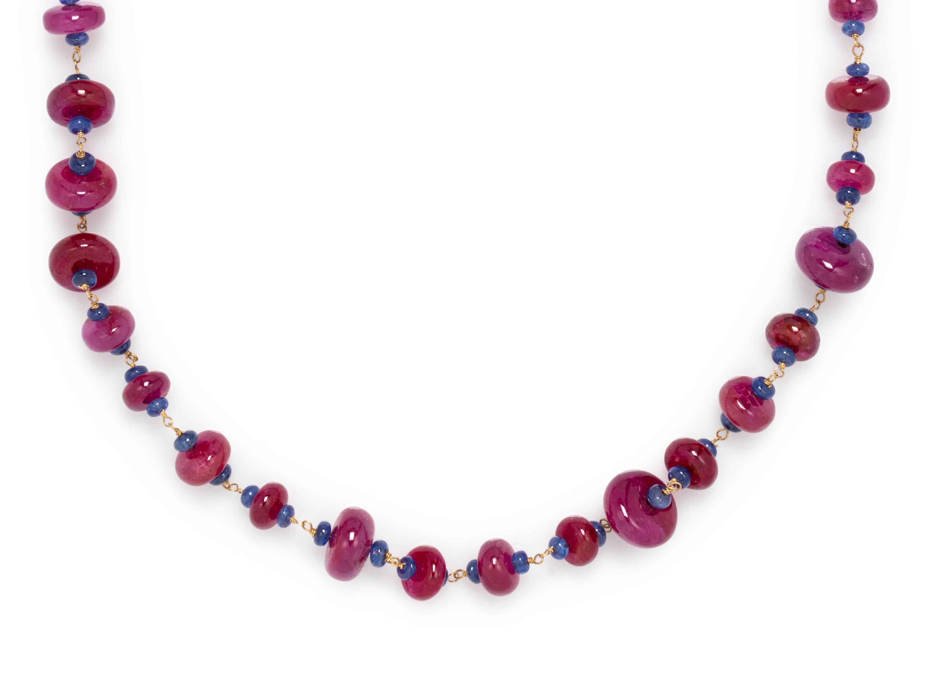 RUBY AND SAPPHIRE BEAD NECKLACE