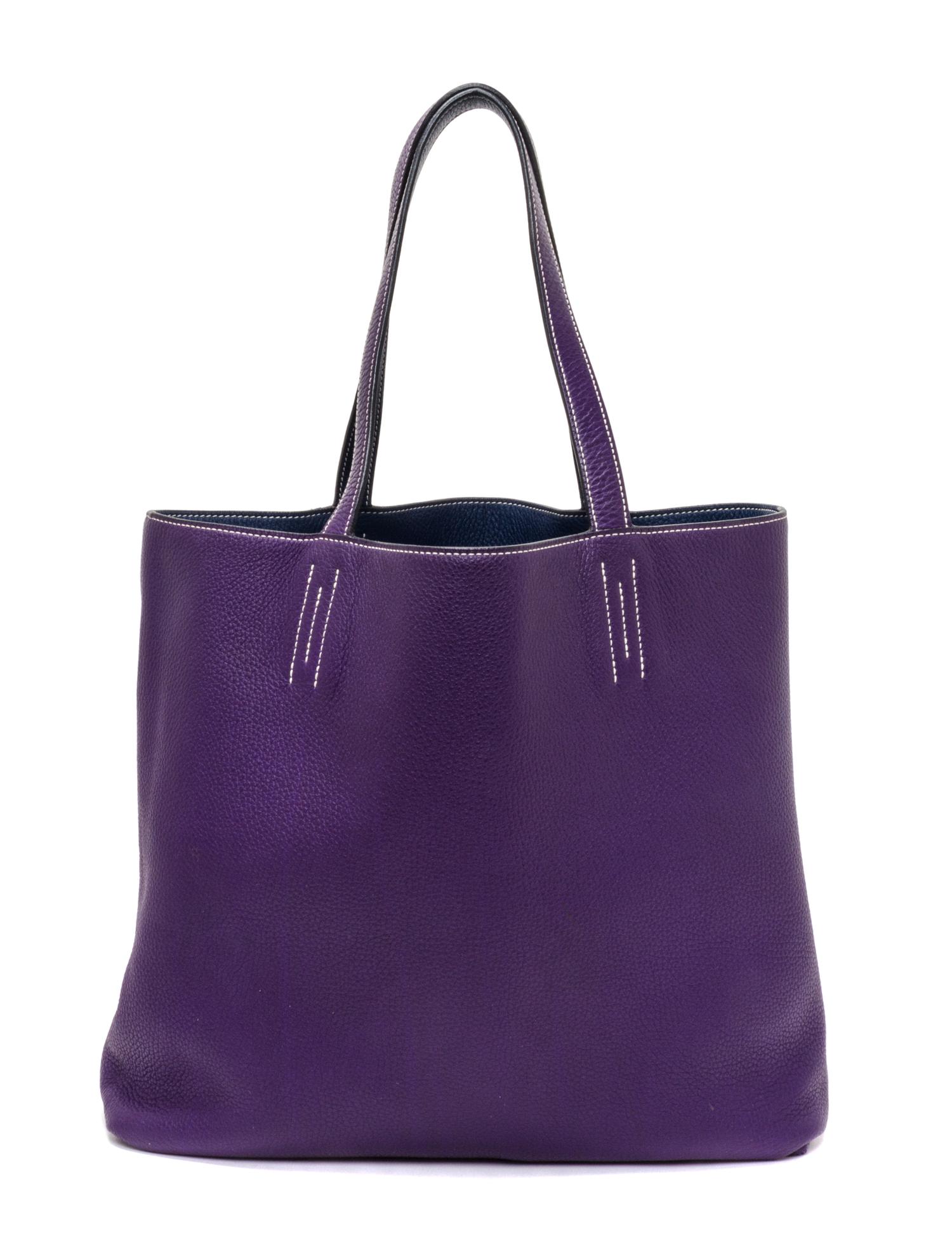 An Hermes Bleu/Violet 45cm Taurillon Clemence Double Sens Tote, 17.5" x 15.5" x 5".