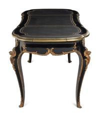 A Louis XV Style Gilt-Metal Mounted Ebonized Bureau Plat