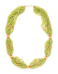 PERIDOT BEAD MULTISTRAND NECKLACE