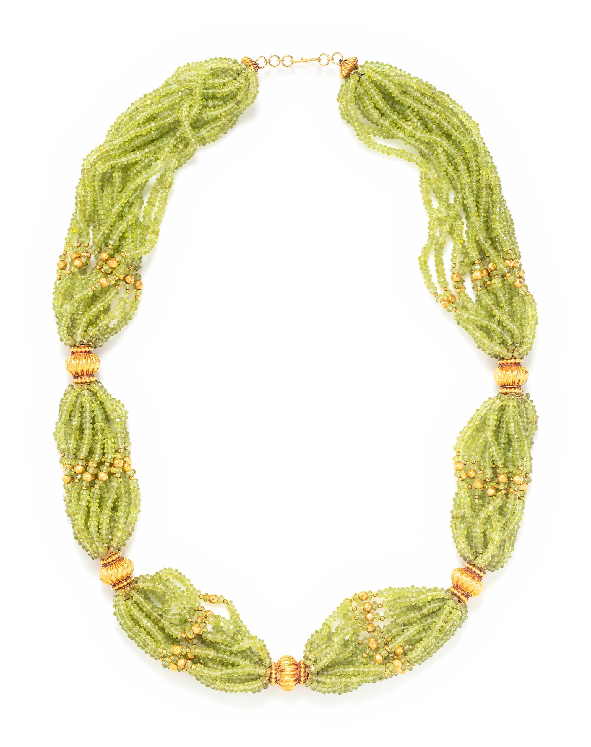 PERIDOT BEAD MULTISTRAND NECKLACE