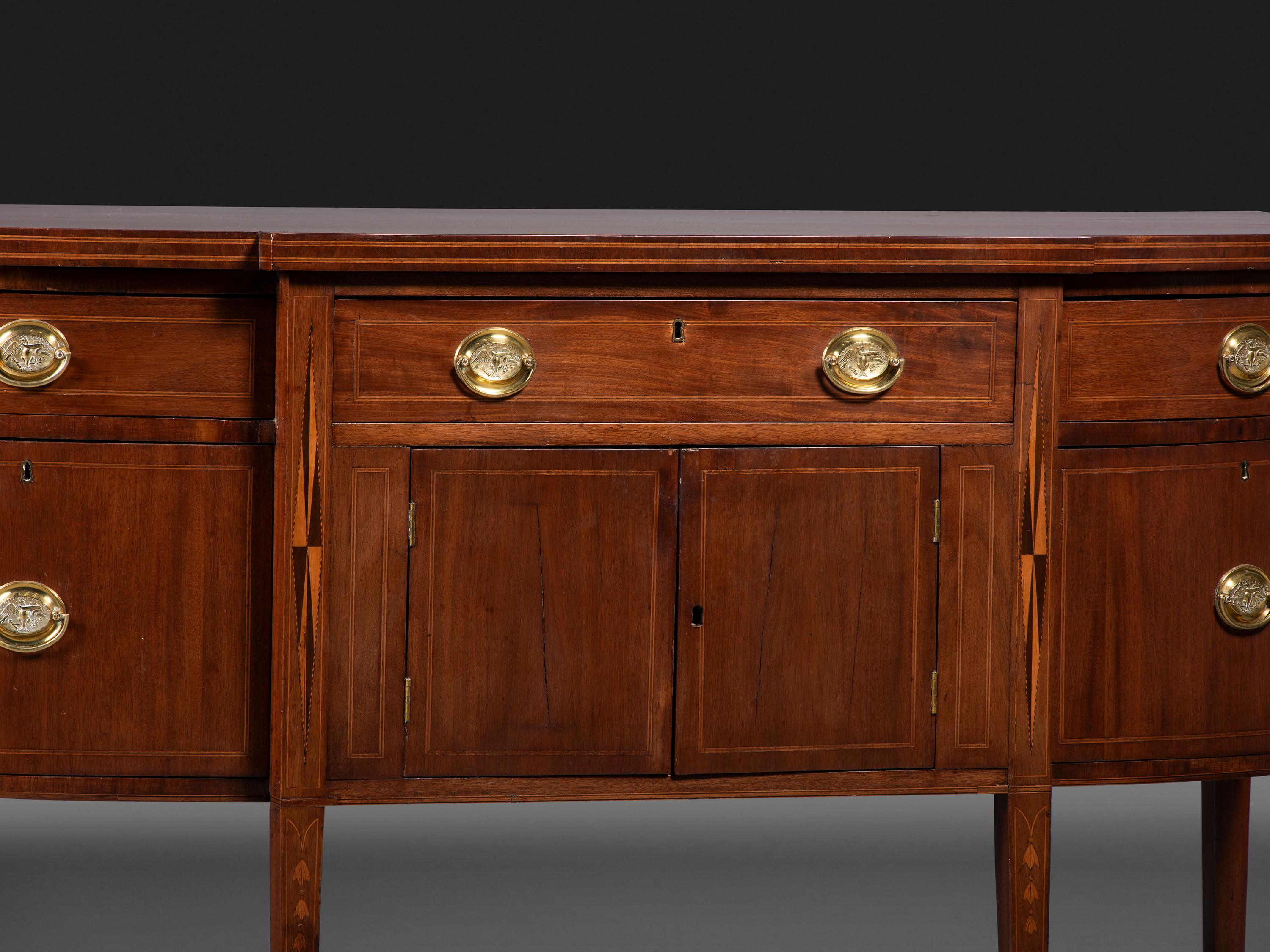A Federal Inlaid and Figured Mahogany Sideboard