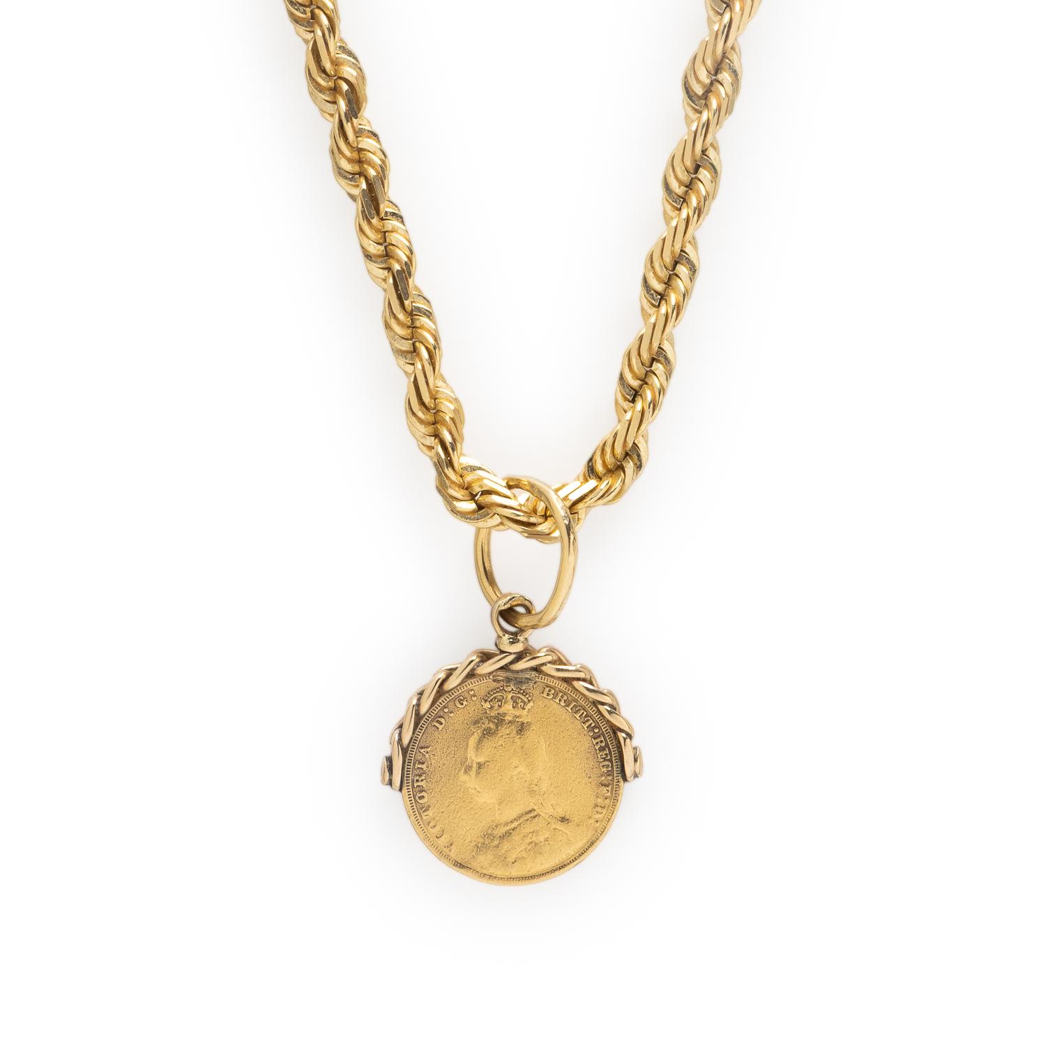 Yellow Gold Coin Pendant Necklace