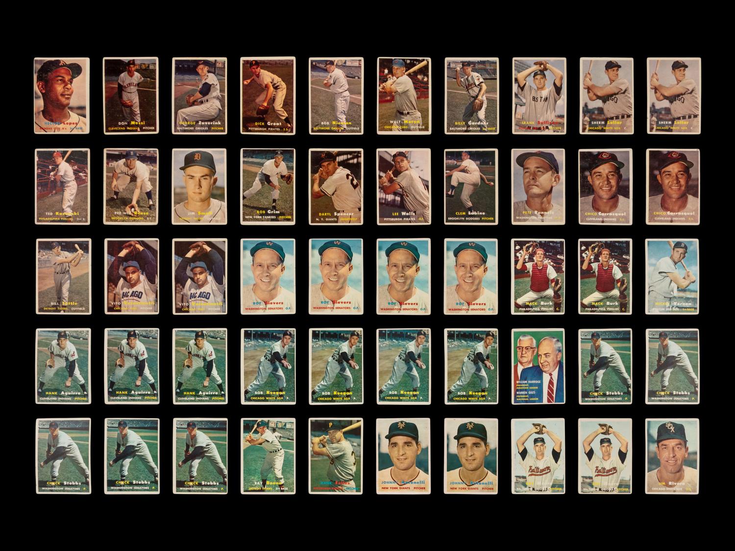 A Collection of 1957 Topps Baseball Cards Including Hall of Famers and Rookies (241)