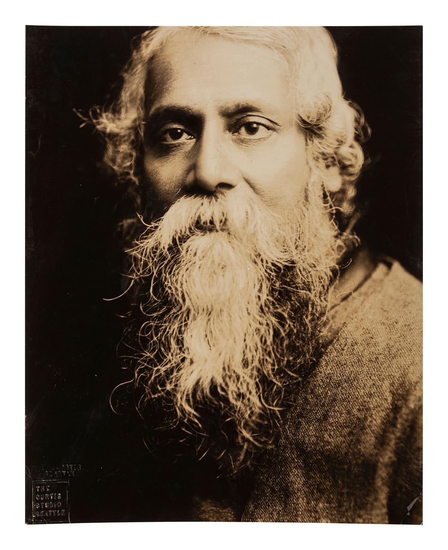 CURTIS, Edward (1868-1952), photographer. Silver gelatin photograph of Rabindranath Tagore. Seattle, WA.