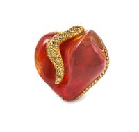 A Yellow Gold, Fire Opal and Colored Diamond Ring, 21.10 dwts.