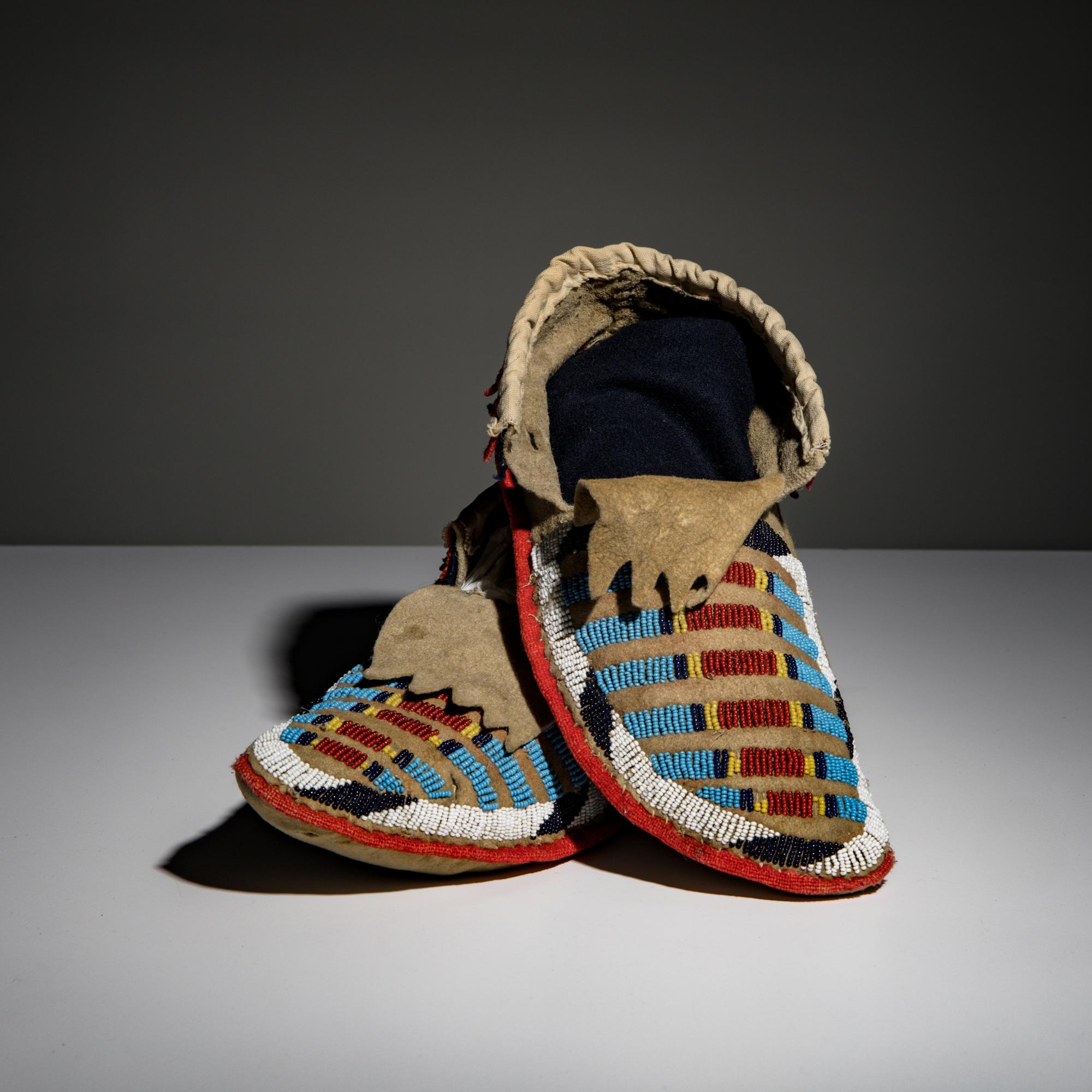 Apsáalooke [Crow] Beaded Hide Soft-Soled Moccasins