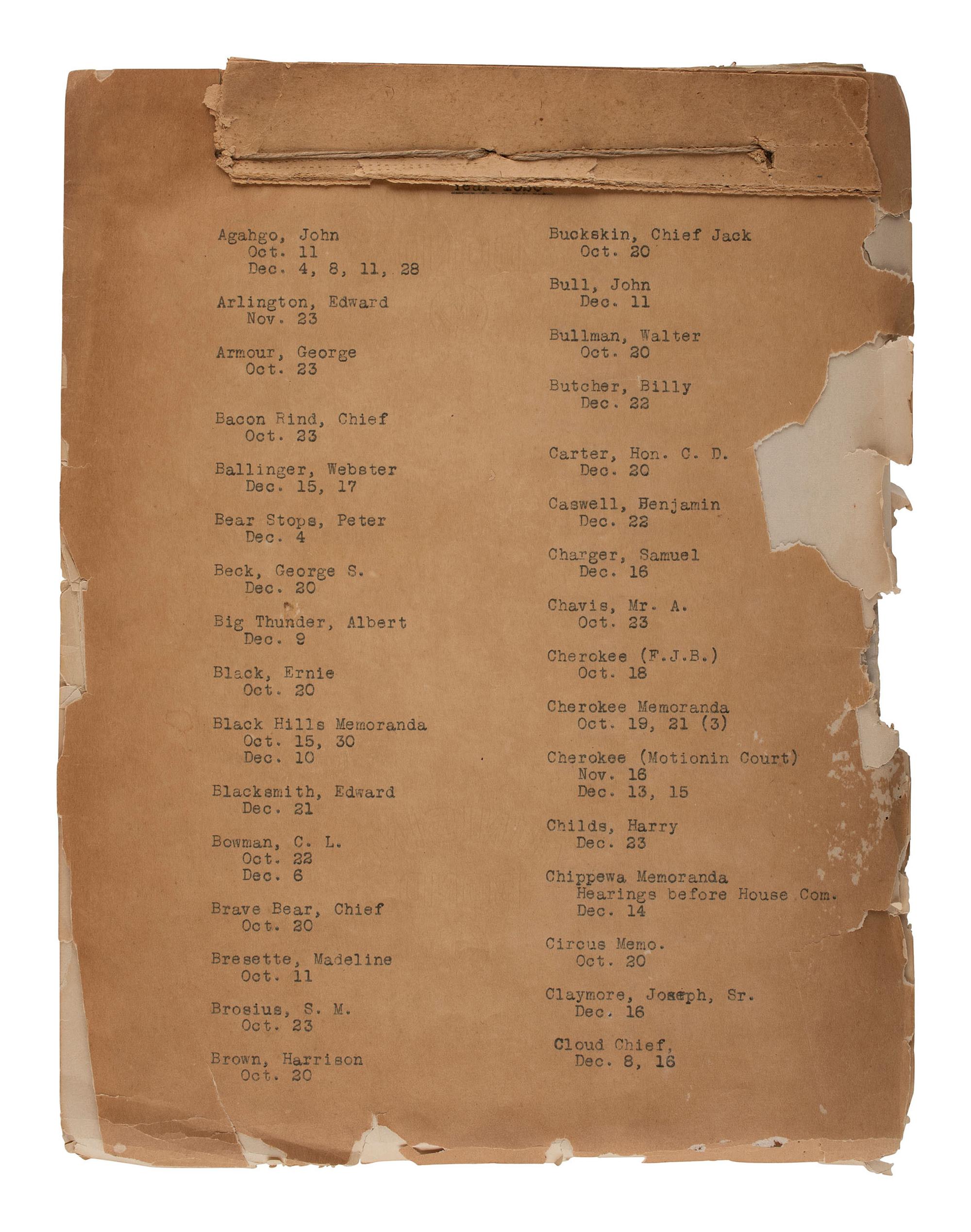 [NATIVE AMERICAN]. Papers associated with the Sioux, Assiniboine, and Ponca Nations, ca early 1900s.