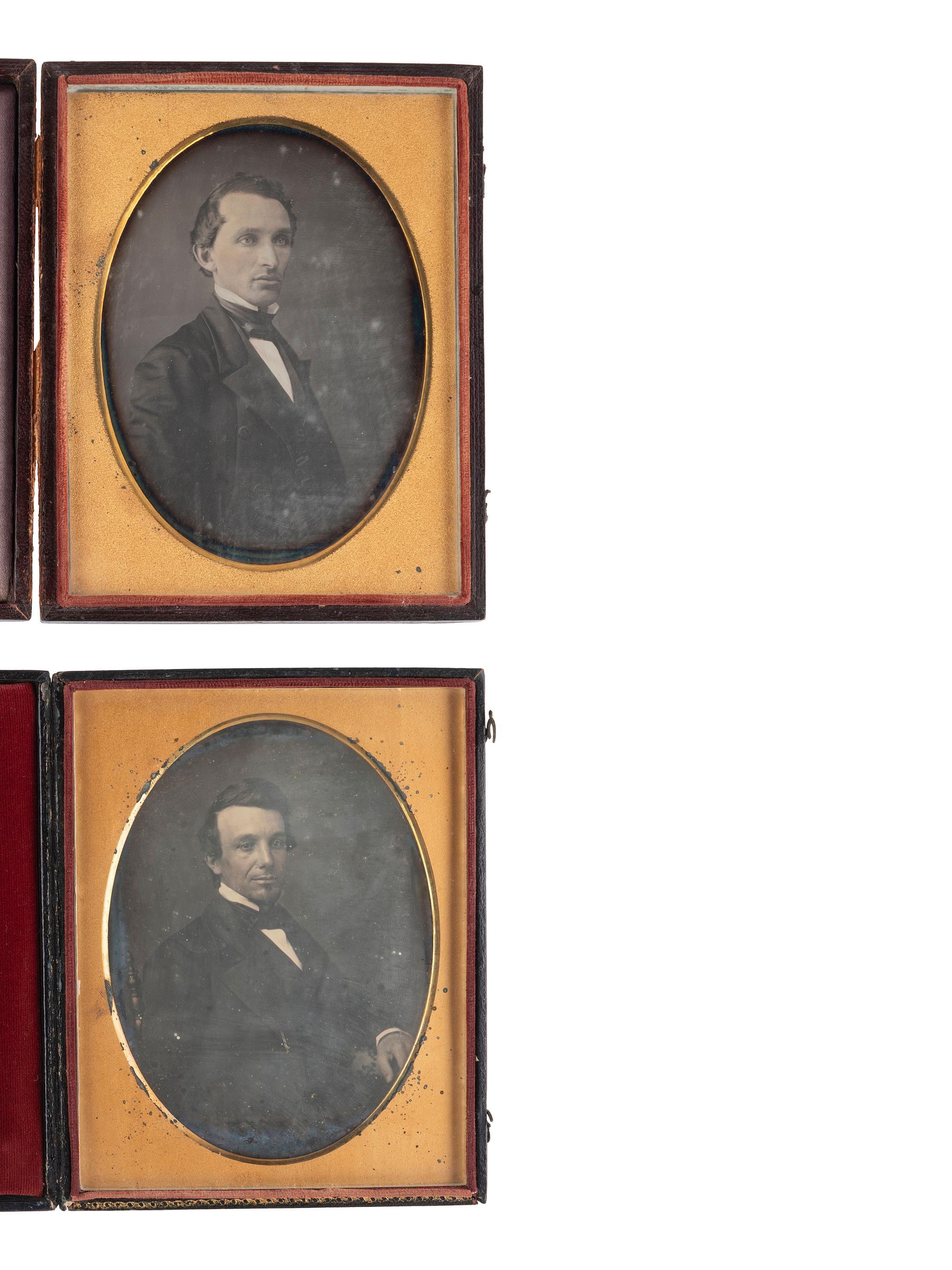 [EARLY PHOTOGRAPHY]. 6 half plate daguerreotypes highlighted by group portrait of 6 subjects.