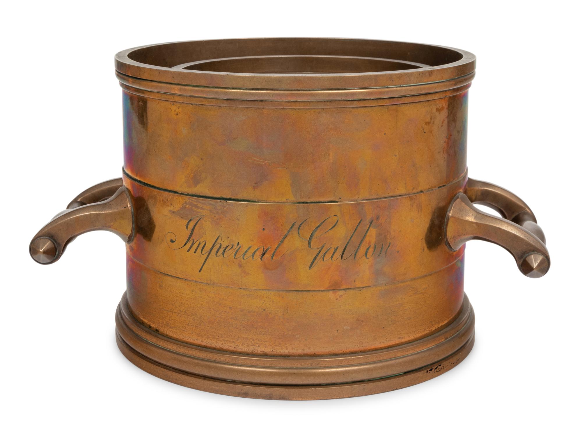 A Set of Eight English Brass Graduated Imperial Bushel Measures
