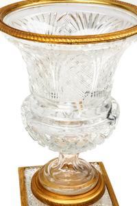 A Pair of Gilt Bronze Mounted Cut Glass Urns