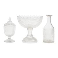 A Group of Seven Pressed Flint Glass Tablewares in the "Bellflower" Pattern