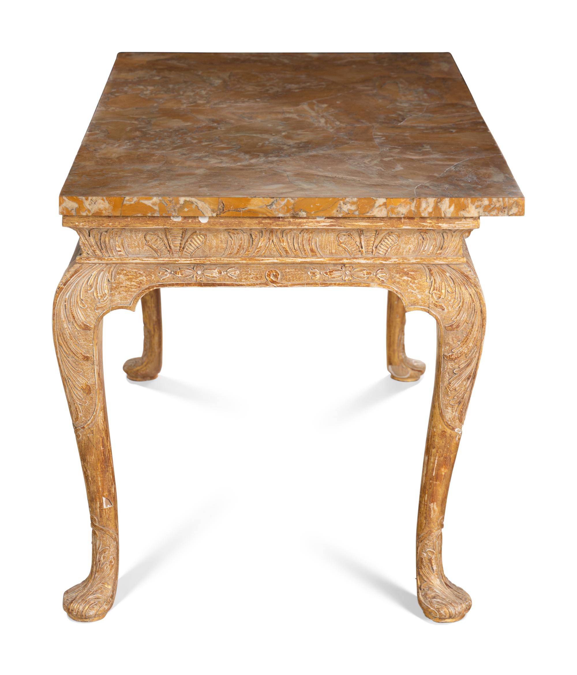 A George II Gilt-Gesso and Marmo Giallo Marble Table