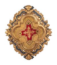 A Petit-Point Panel Set in a Painted and Parcel Gilt Frame