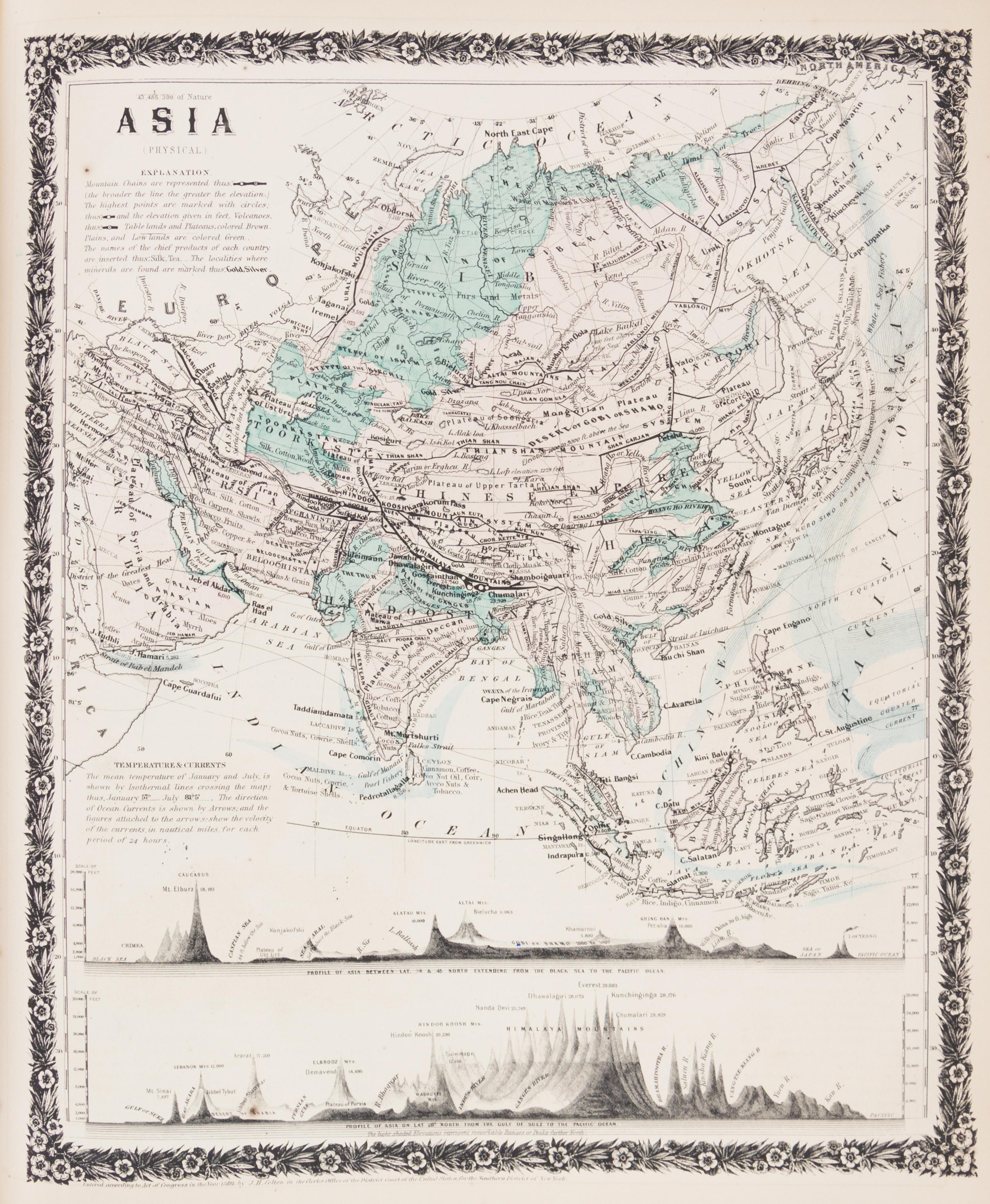 (ATLAS) COLTON, G.W. Colton's Illustrated Cabinet Atlas and Descriptive Geography. New York, 1862.