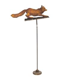 A Cut and Painted Sheet Iron Fox Weathervane